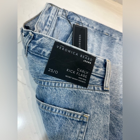 VERONICA BEARD NWT denim jeans 25/0 & 27/4 Carly Kick Flare Rigid pebble stone - Picture 5 of 7